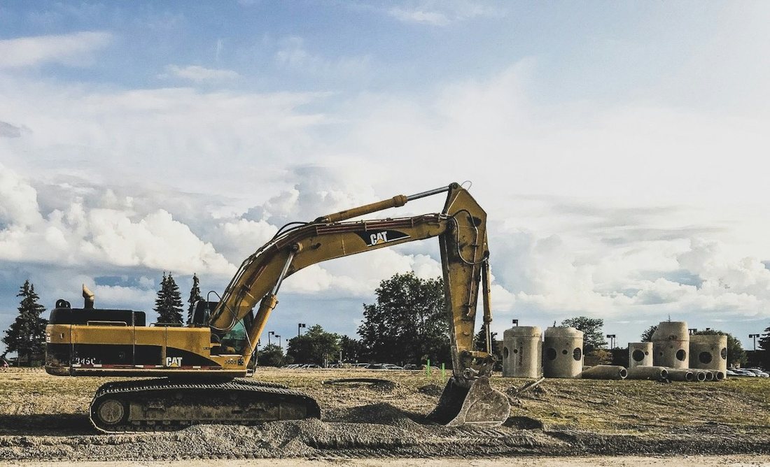 CAT excavator on a construction site